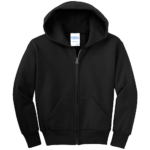 Jet Black Youth Full-Zip Hooded Sweatshirt