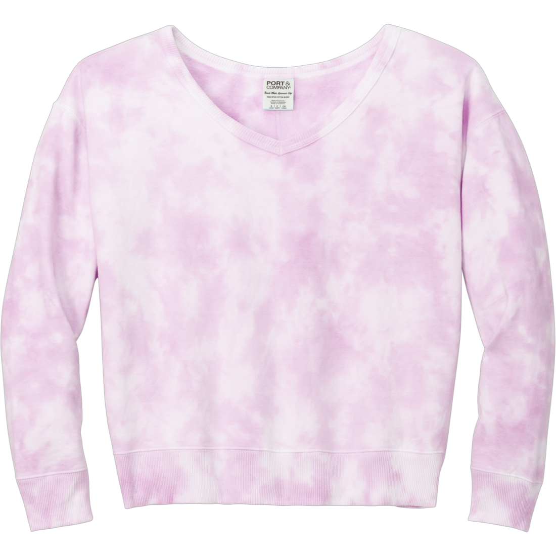 Cloud Tie-Dye V-Neck Sweatshirt (Cerise Pink)