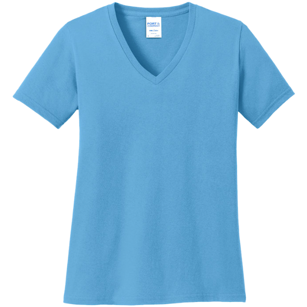 Aquatic Blue Ladies V-Neck T-Shirt