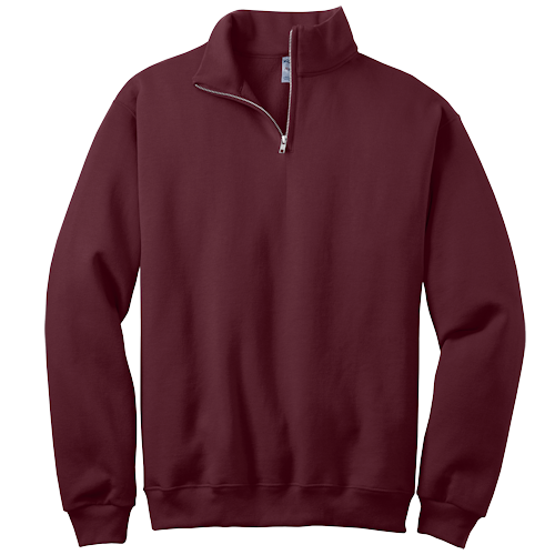 Maroon 1/4-Zip Cadet Collar Sweatshirt