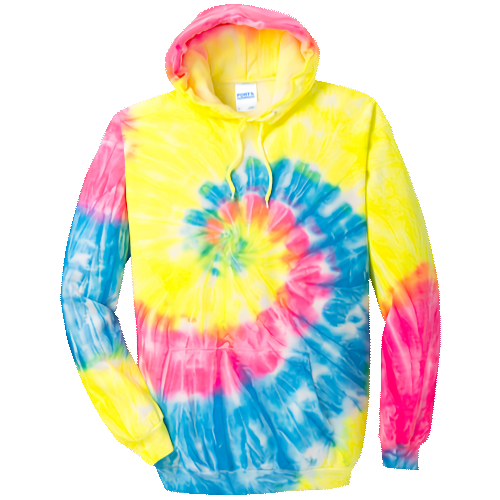 Neon Rainbow Tie-Dye Pullover Hooded Sweatshirt