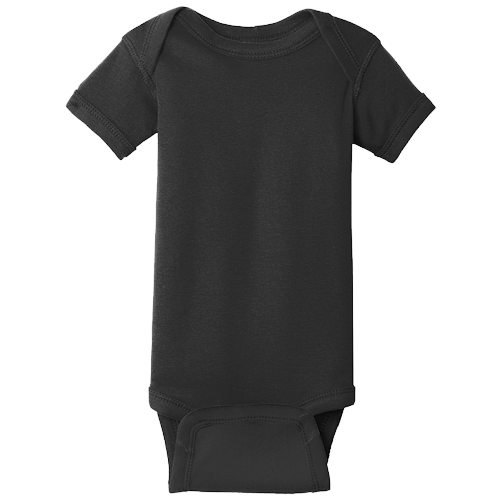 Black (Infant Short Sleeve Baby Rib Bodysuit)