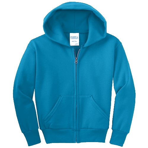 Neon Blue Youth Full-Zip Hooded Sweatshirt