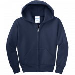 Navy Blue Youth Full-Zip Hooded Sweatshirt