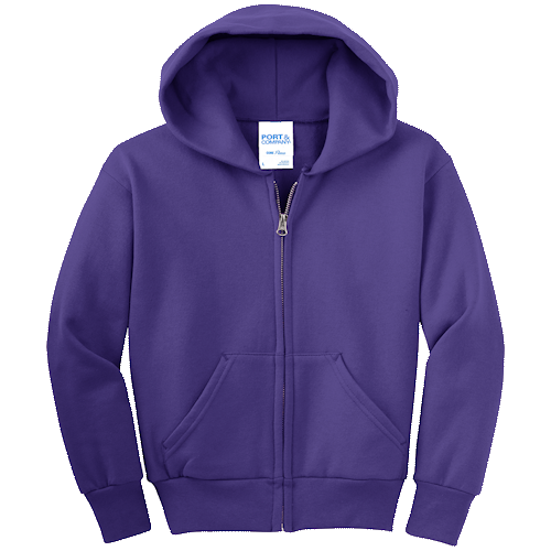 Purple Youth Full-Zip Hooded Sweatshirt