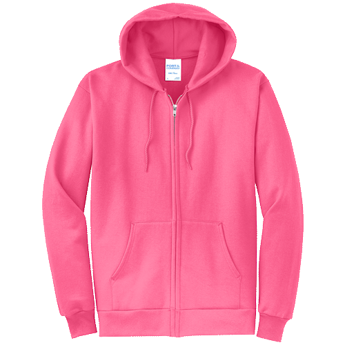Neon Pink Full-Zip Hooded Sweatshirt