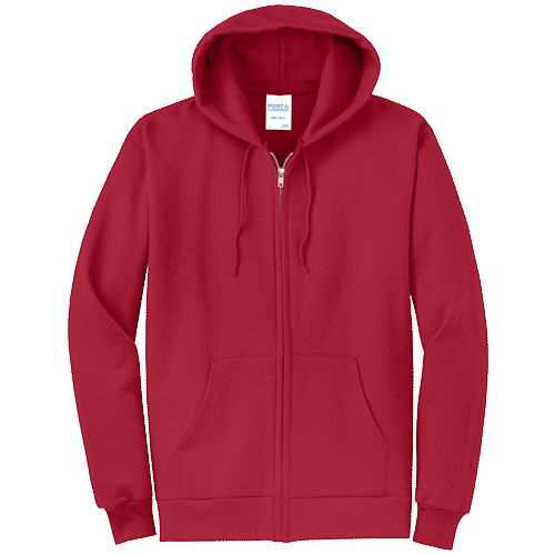 Red Full-Zip Hooded Sweatshirt