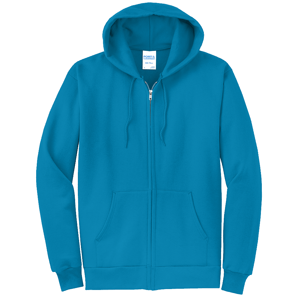 Neon Blue Full-Zip Hooded Sweatshirt