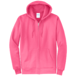 Neon Pink Full-Zip Hooded Sweatshirt