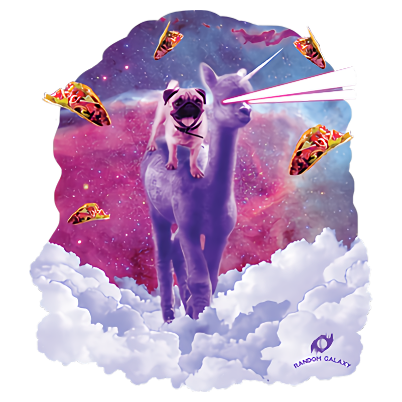 Dog (Cosmic Pug Riding Alpaca - Pizza)