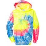 Tie Dye Neon Rainbow Youth Pullover Hooded Sweatshirt